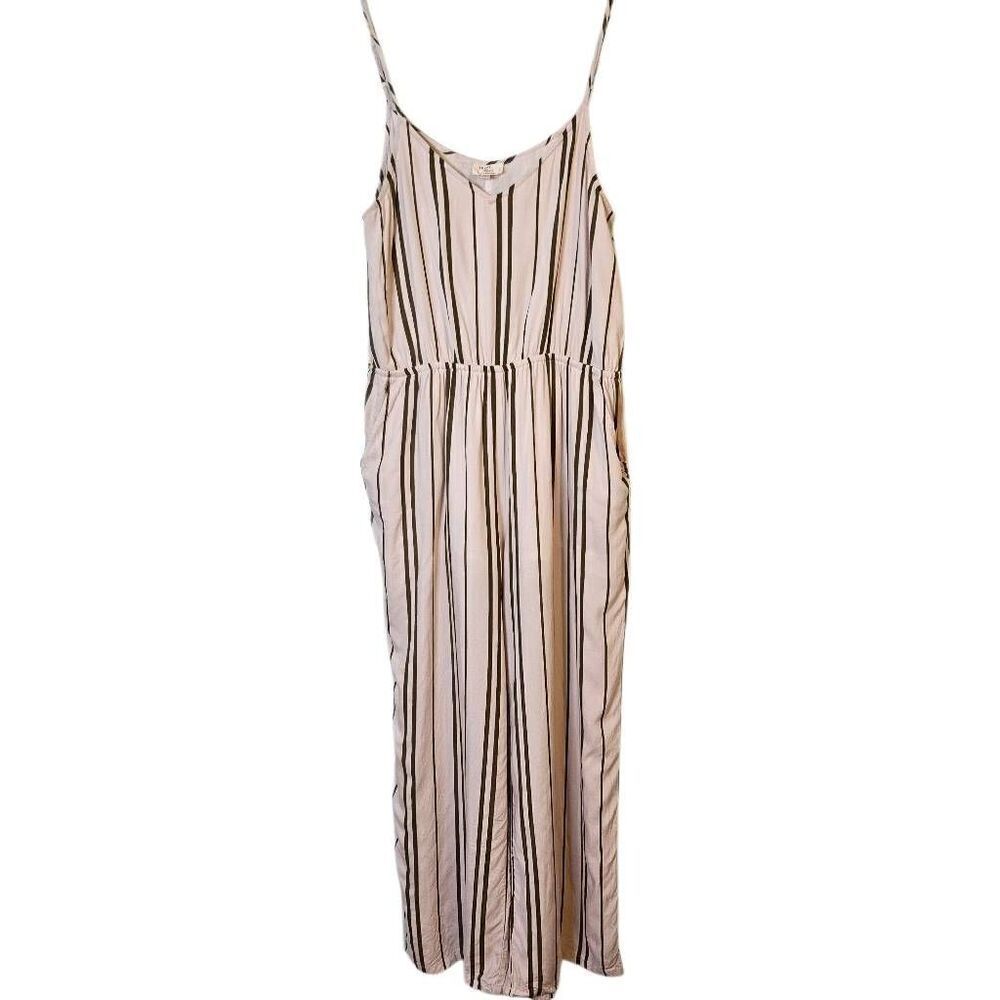 Dizzy Lizzy jumpsuit,  cream/olive green, cropped. M.   #887